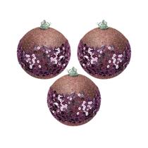 Kit 3 Bolas de Natal Rose com Faixa de Glitter Rosa 8 cm para Árvore Natalina Tok da Casa Kit 3 Bolas de Natal Rose com Faixa de Glitter Rosa 8 cm para Árvore Natalina Tok da Casa