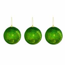 Kit 3 Bolas De Natal Verde Lantejoula 10cm Decoracao Arvore