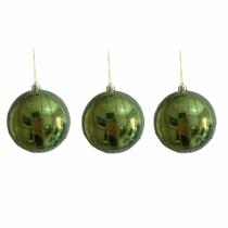 Kit 3 Bolas De Natal Verde Perolada 10cm Decoração Árvore