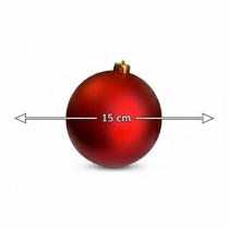 Kit 3 Bolas De Natal Vermelha Lisa 15cm Gigante Decoração