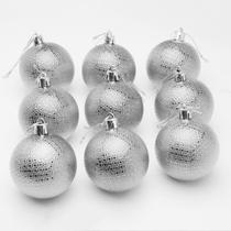 Kit 3 Bolas Enfeite Natalino Árvore Natal 60mm Prata