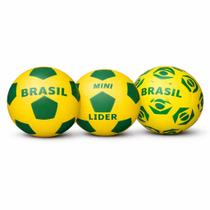 Kit 3 Bolas Infantil Brasil Vinil Copa Futebol Lider