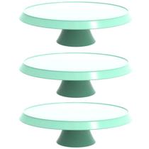Kit 3 Boleiras com Pedestal Verde Menta Pratos para Bolos 28cm Balcões de Confeitarias Eventos Kit 3 Boleiras com Pedestal Verde Menta Pratos para Bolos 28cm Balcões de Confeitarias Eventos