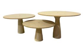 Kit 3 Boleiras Torneada Cogumelo Bandeja Decoração Festa Mdf