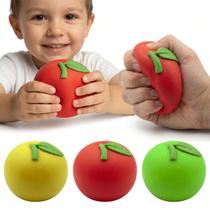 Kit 3 Bolinha Sensorial Para Apertar Squishy Maçã Macio Colorido Para Relaxar