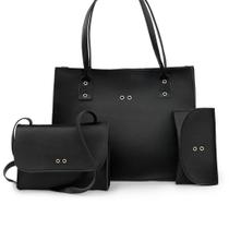 KIT 3 bolsa feminina em varias cores disponiveis barato promocao para uso dia a dia Cor:Preto com Preto KIT 3 bolsa feminina em varias cores disponiveis barato promocao para uso dia a dia Cor:Preto com Preto
