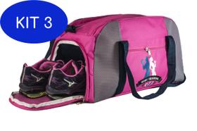 Kit 3 Bolsa feminina sacola esportiva de mão para academias