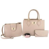 Kit 3 bolsa feminina square quadrada super moderna