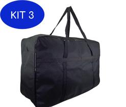 Kit 3 Bolsa Sacolao Nylon Sacoleira Transporte Compra