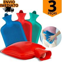 Kit 3 Bolsa Térmica Compressa Grande 1,5lt Agua Quente Fria Com Tampa