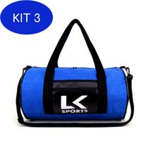 Kit 3 Bolsa Treino Academia Fitness Futebol Look Jeans Azul