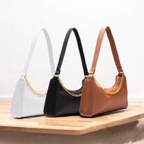 Kit 3 Bolsas Baguete Corrente Feminina Lisa Pequena Tiracolo de Ombro e de Mão