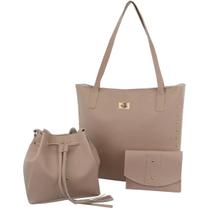 Kit 3 Bolsas Feminina Bolsa Sacola Transversal E Nécessaire
