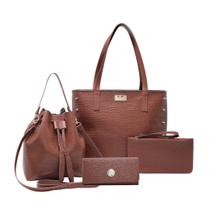 Kit 3 Bolsas Feminina Monograma + Carteira Willibags Lindas