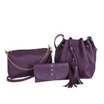 Kit 3 Bolsas Feminina Saco Baladinha E Carteira Varias cores - Getshow