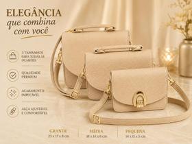 Kit 3 Bolsas Femininas Nude material sintético Elegante para Dia a Dia Kit 3 Bolsas Femininas Nude material sintético Elegante para Dia a Dia