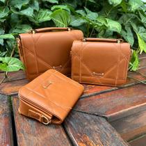 Kit 3 Bolsas P M G com Alca Removivel Caramelo Kit 3 Bolsas P M G com Alca Removivel Caramelo