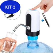 Kit 3 Bomba Para Galão De Agua Automatica Eletrica Portatil Branco