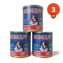 Kit 3 Bomguy Premium Patê Sabor Carne Ração Úmida para Cães Adultos 280g FVO