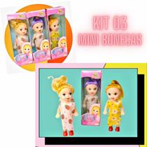 Kit 3 Boneca Little Amy Pop Mini Boneca Presente Para Meninas