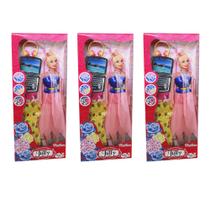 Kit 3 Bonecas Boneca Com Roupinha Brinquedo 28cm Com Acessórios Presente Menina Criança