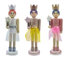 Kit 3 Bonecas Quebra Nozes Bailarinas 18cm Em Madeira, Zein, Boneco Decoração Enfeite De Natal