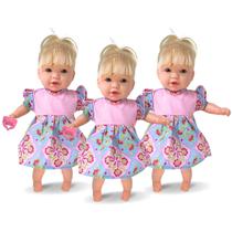 Kit 3 Bonecas Totsy Rosto de Bebê Fala 113 Frases Supertoys