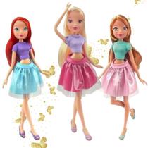 Kit 3 Bonecas Winx Club - My Fairy Bloom + Stella +Flora - Witty Toys