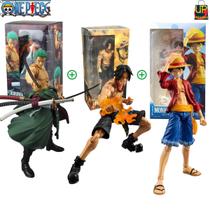 Kit 3 Bonecos 17cm Articulado Luffy + Zoro + Portgas One Piece Heroes Action figure Kit 3 Bonecos 17cm Articulado Luffy + Zoro + Portgas One Piece Heroes Action figure