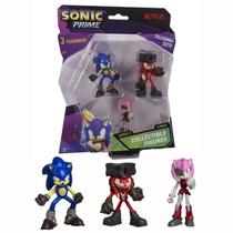 Kit 3 Bonecos 6,5cm Sonic, Knuckles Pirata E Rusty Rose