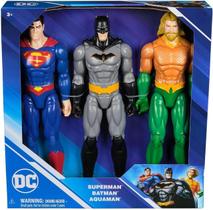 Kit 3 Bonecos DC Batman Superman Aquaman 30 cm Sunny - 4184
