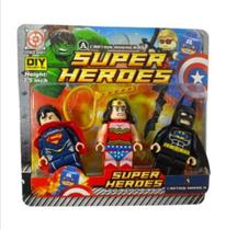Kit 3 Bonecos Infantil Super Herois League Justice