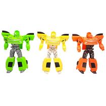 Kit 3 Bonecos Robôs Fighter Bots Transforma Veículo 20cm L010-A41 - Dorémi