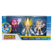 Kit 3 Bonecos Sonic Super Sonic Knuckles Tails Sunny - 4556
