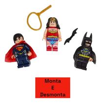 kit 3 bonecos super herois de 9 cm cada com acessorio colecionavel brinquedo infantil