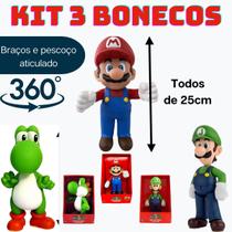 Kit 3 Bonecos Turma do super mario de 25cm Kit 3 Bonecos Turma do super mario de 25cm