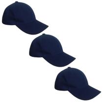 Kit 3 Bonés Chapeu Bombeta Ajustável Liso Aba Curva Azul