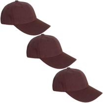 Kit 3 Bonés Chapeu Bombeta Ajustável Liso Aba Curva Marrom Kit 3 Bonés Chapeu Bombeta Ajustável Liso Aba Curva Marrom