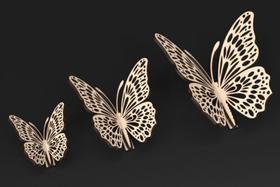 Kit 3 borboletas (modelo3) em mdf