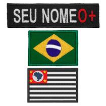 Kit 3 Bordado tiras autocolantes Tarjeta Nome Bandeira Brasil São Paulo