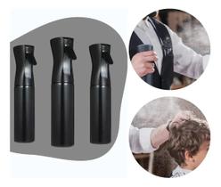 Kit 3 Borrifador Pulverizador Névoa Jato Continuo Luxo 300ml Preto Kit 3 Borrifador Pulverizador Névoa Jato Continuo Luxo 300ml Preto