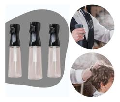 Kit 3 Borrifador Pulverizador Névoa Jato Continuo Luxo 300ml Preto Transparente Kit 3 Borrifador Pulverizador Névoa Jato Continuo Luxo 300ml Preto Transparente