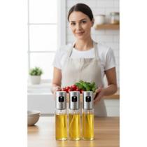 Kit 3 Borrifadores Azeite Vinagre 100ml Vidro e Aço