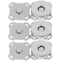 Kit 3 Botões Magnéticos 18mm Fecho Imantado Prata P/ Costurar imã Kit 3 Botões Magnéticos 18mm Fecho Imantado Prata P/ Costurar imã