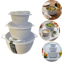 Kit 3 Bowl 500ml, 1L, 2.800ml Vasilha Pote Resistente Branco