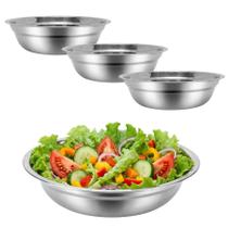Kit 3 Bowl Bacia Tigela Aço Inox Cumbuca funda Saladeiras 24cm