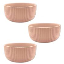 Kit 3 Bowl Tigela Cumbuca De Cerâmica Rosa 11cm Salada Fruta