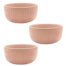 Kit 3 Bowl Tigela Cumbuca De Cerâmica Rosa 11cm Salada Fruta