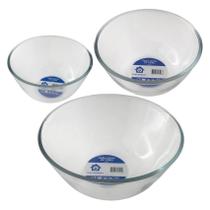 Kit 3 Bowl Tigela Cumbuca de Vidro Cozinha Quente e Frio