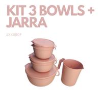 Kit 3 Bowls + 1 Jarra de 1.8L Potes Hermeticos BPA Free Potes Grande Plastico Herméticos de Plástico